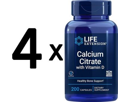 4 x Life Extension Calcium Citrate with Vitamin D - 200 vcaps