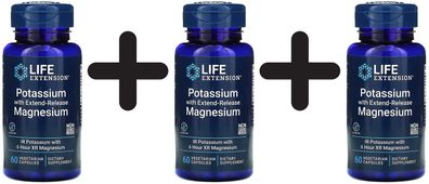 3 x Life Extension Potassium with Extend-Release Magnesium - 60 vcaps
