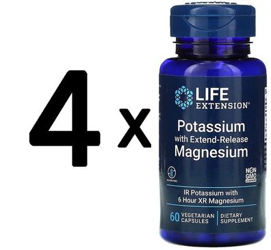 4 x Life Extension Potassium with Extend-Release Magnesium - 60 vcaps