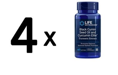 4 x Life Extension Black Cumin Seed Oil and Curcumin Elite Turmeric Extract - 60 soft