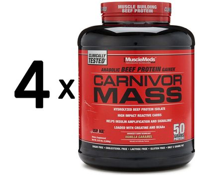 4 x MuscleMeds Carnivor Mass, Strawberry - 2698g
