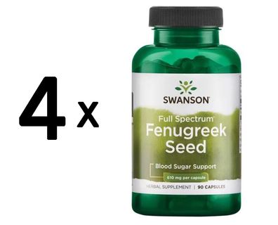 4 x Swanson Fenugreek Seed, 610mg - 90 caps