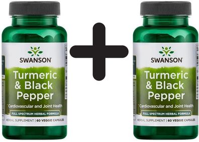 2 x Swanson Full Spectrum Turmeric & Black Pepper - 60 vcaps