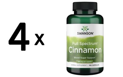 4 x Swanson Full Spectrum Cinnamon, 375mg - 180 caps