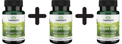 3 x Swanson Full Spectrum Onion (Bulb), 400mg - 60 caps