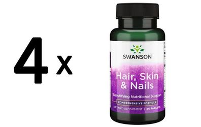 4 x Swanson Hair, Skin & Nails - 60 tabs