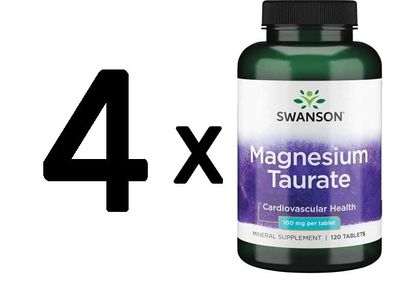 4 x Swanson Magnesium (Taurate) - 120 tabs