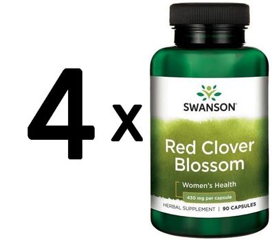 4 x Swanson Red Clover Blossom, 430mg - 90 caps