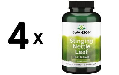 4 x Swanson Stinging Nettle Leaf, 400mg - 120 caps
