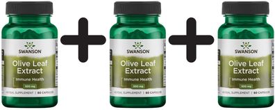 3 x Swanson Olive Leaf Extract, 500mg - 60 caps