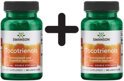 2 x Swanson Tocotrienols, 100mg Double Strength - 60 liquid caps