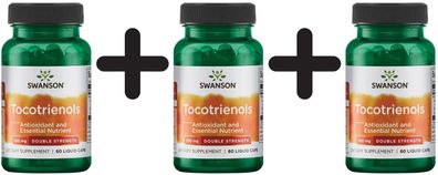 3 x Swanson Tocotrienols, 100mg Double Strength - 60 liquid caps