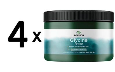 4 x Swanson AjiPure Glycine Powder, Pharmaceutical Grade - 227g