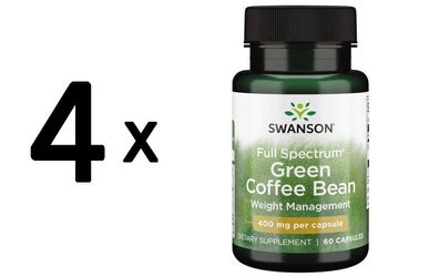 4 x Swanson Full Spectrum Green Coffee Bean, 400mg - 60 caps
