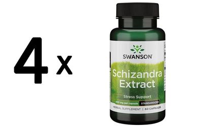 4 x Swanson Schizandra Extract, 500mg - 60 caps