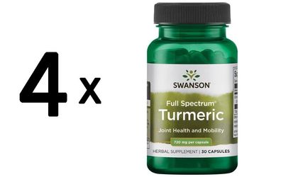 4 x Swanson Full Spectrum Turmeric, 720mg - 30 caps