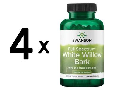 4 x Swanson White Willow Bark, 400mg - 90 caps