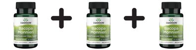 3 x Swanson Bacopa Monniera 10:1 Extract, 50mg - 90 caps