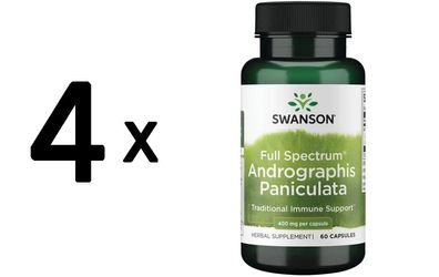 4 x Swanson Full Spectrum Andrographis Paniculata, 400mg - 60 caps