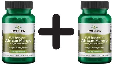2 x Swanson Full Spectrum African Mango (Irvingia Gabonensis), 400mg - 60 caps