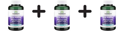 3 x Swanson Blackstrap Molasses with Iron, 29mg - 120 caps