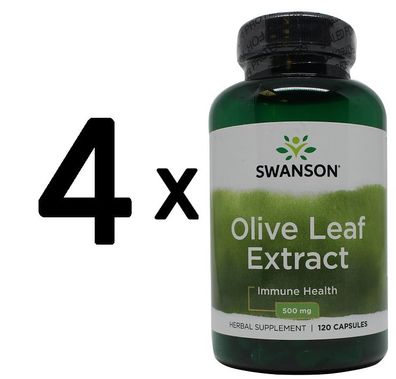 4 x Swanson Olive Leaf Extract, 500mg - 120 caps
