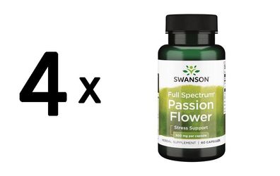 4 x Swanson Full-Spectrum Passion Flower, 500mg - 60 caps