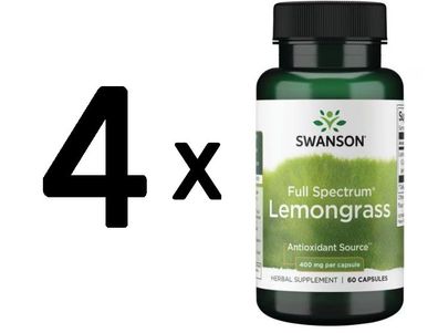 4 x Swanson Full Spectrum Lemongrass, 400mg - 60 caps