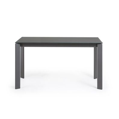 Tisch Axis ausziehbar 140 (200) cm graues Glas und graphit Beine