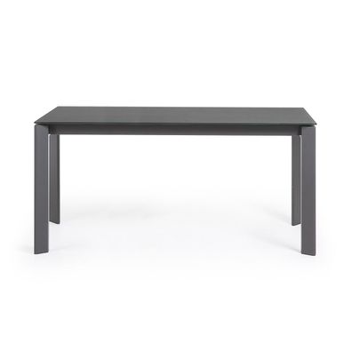 Tisch Axis ausziehbar 160 (220) cm graues Glas und graphit Beine