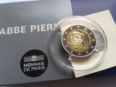 Original 2 euro 2012 PP Frankreich Abbe Pierre PP, proof, belle epreuve - RAR