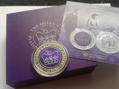 10 euro 2022 PP Malta 70. Thronjubiläum Queen Elisabeth 28,28g Sterlingsilber