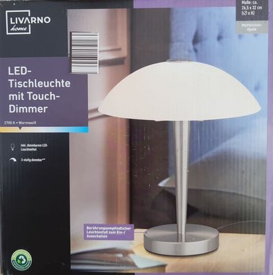Livarno home LED-Tischleuchte mit Touchfunktion Lampe Tisch Glas Kuppel