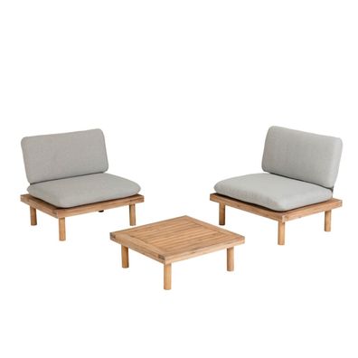 Set Viridis 2 Sessel, 1 Tisch Akazienholz Loungeset Garnitur Außenbereich