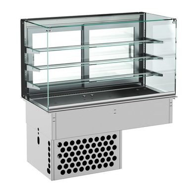 Combisteel Einbau-Kühlvitrine mit eckig geschlossenem Glasaufbau GN51
