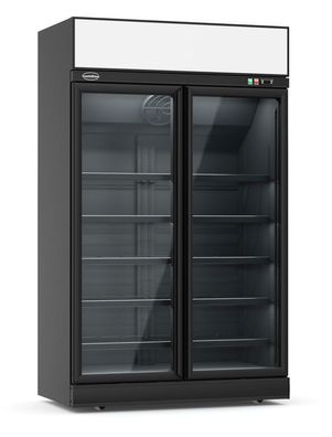 Gastronomie Tiefkühlschrank 2 Glastüren Schwarz Ins-1000F Bl