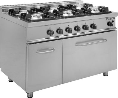 Gastronomie Saro Gasherd Mit Gasbackofen Modell E7Kupg6Ln, Maße B 1200 X T 700 X