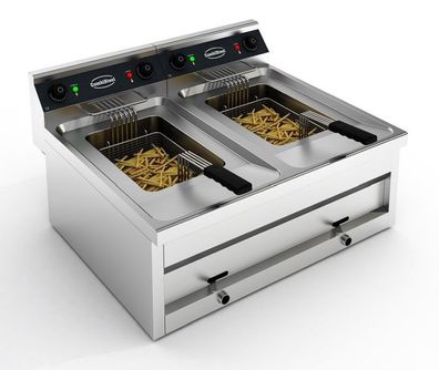 Gastronomie Elektro Tischfritteuse 2X12L, 2X6Kw