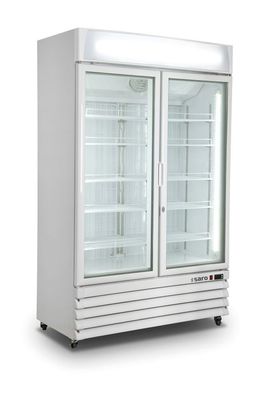 Gastronomie Saro Tiefkühlschrank Mit Glastür - 2-Türig Modell D 800, Weiß