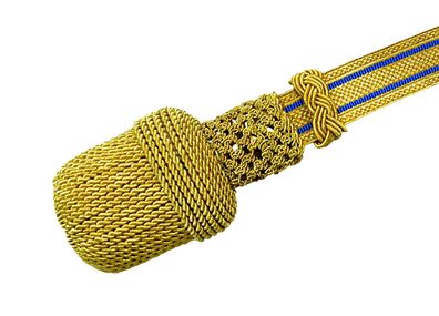 Gold Portepee mit blau Gestreifer gold Tresse (grosse Ausführung)