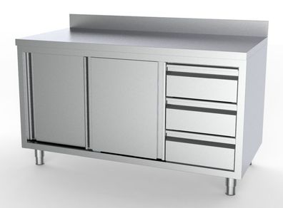 Combisteel Arbeitsschrank mit 2 Türen 3 Schubladen Aufkantung 1600x700x850mm