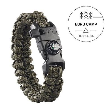 Survival Armband Kompass Seil Pfeife Feuerstahl Messer für Bushcraft Überleben G