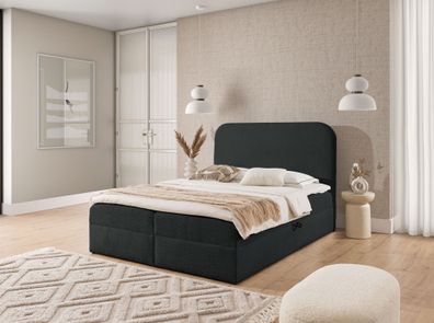 Boxspringbett Schlafzimmerbett Armando 200x200cm Stoff Coral Schwarz