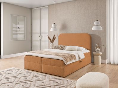 Boxspringbett Schlafzimmerbett Armando 120x220cm Stoff Coral Cognac
