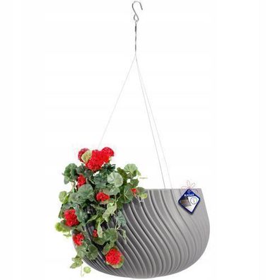 KADAX Hängetopf, Blumenampel mit Kette und Haken, 32 cm, Dunkelgrau