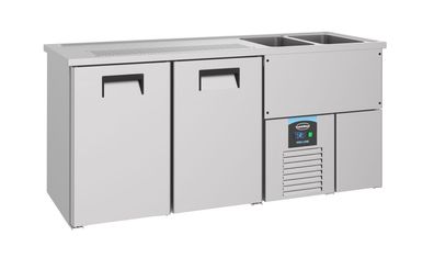 Combisteel Biertheke Edelstahl für Bierfass-Lagerung – 2 Türen & Becken integriert