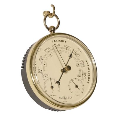 Barometer Thermometer Hygrometer, tragbar, Messing-PVC, D 150 mm