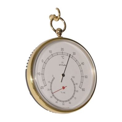 Thermometer Hygrometer Barostar, tragbar, Messing-PVC, D 98 mm