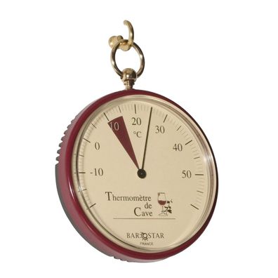 Weinkeller Thermometer Barostar, tragbar, rot lackiert-PVC, D 98 mm