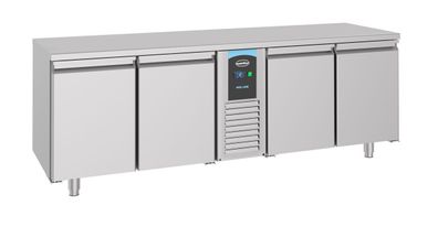Edelstahl-Kühltisch Monoblock - 4 Türen, 632 Liter, mit Umluftkühlung